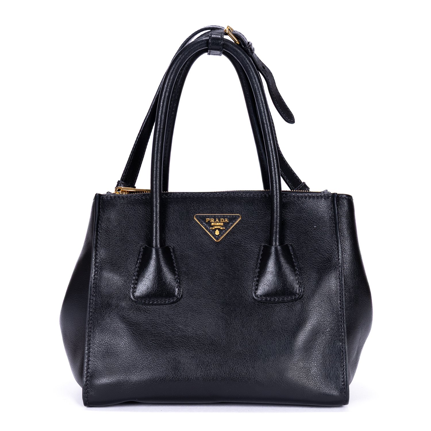 [中古] PRADA プラダツインポケット ダブルハンドル トートバッグ黒Marmo Glace LeatherA｜BrandCo Paris - Japan