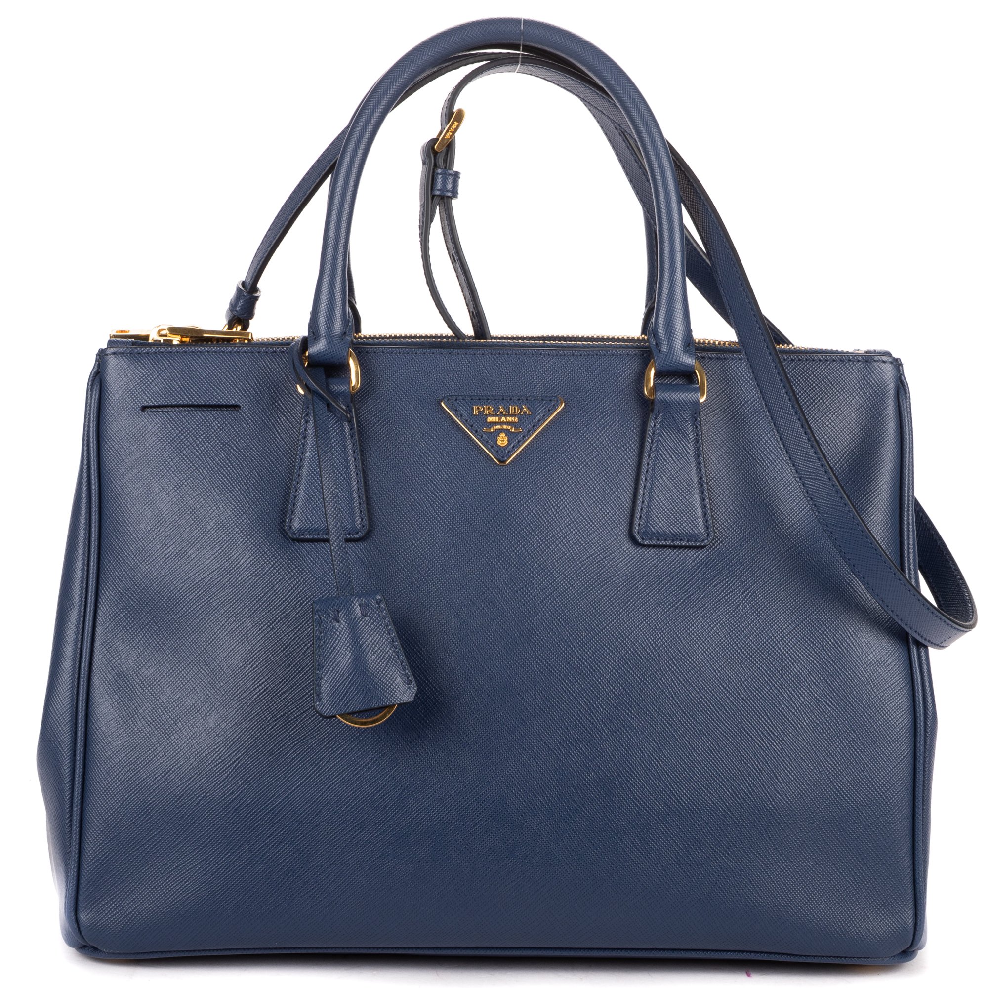 [中古] PRADA プラダラージダブルジップ ガレリア トートネイビーサフィアーノレザーA｜BrandCo Paris - Japan