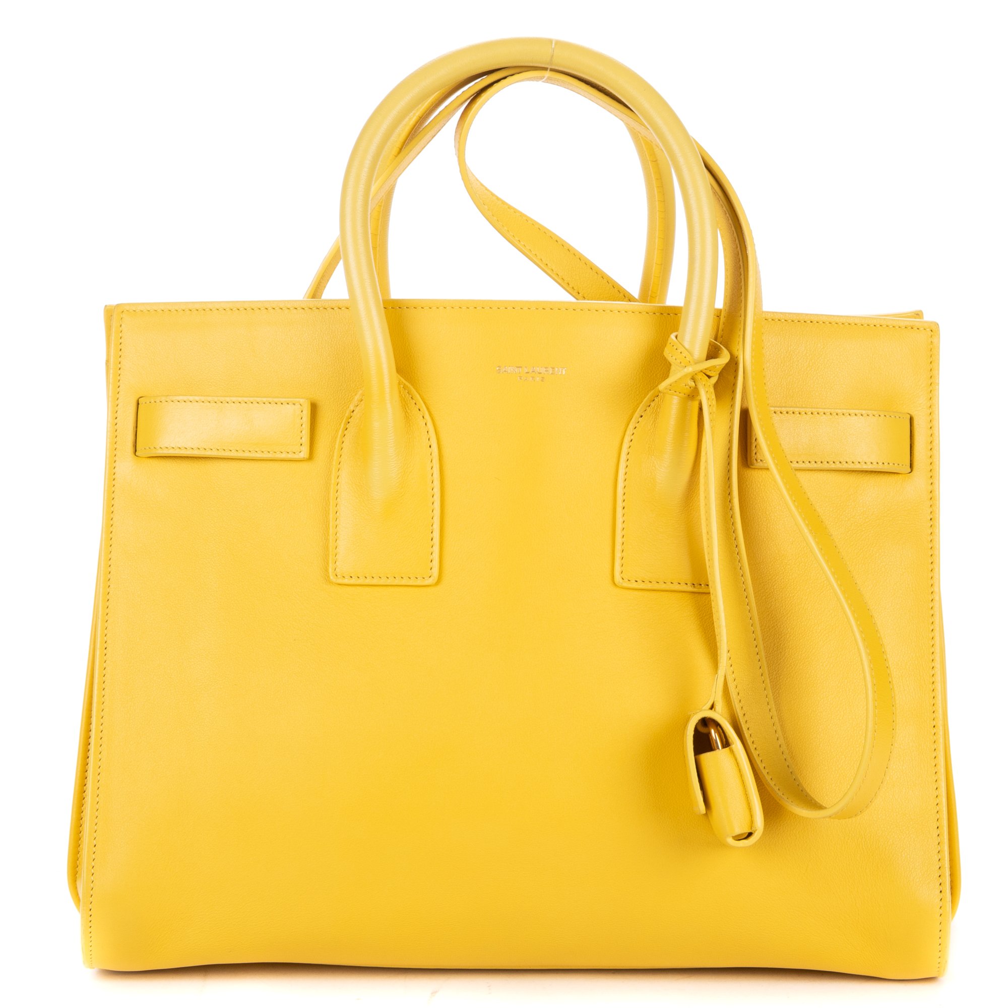 [中古] YVES SAINT LAURENT イヴサンローランサック ド ジュール黄色カーフスキンレザーA｜BrandCo Paris - Japan