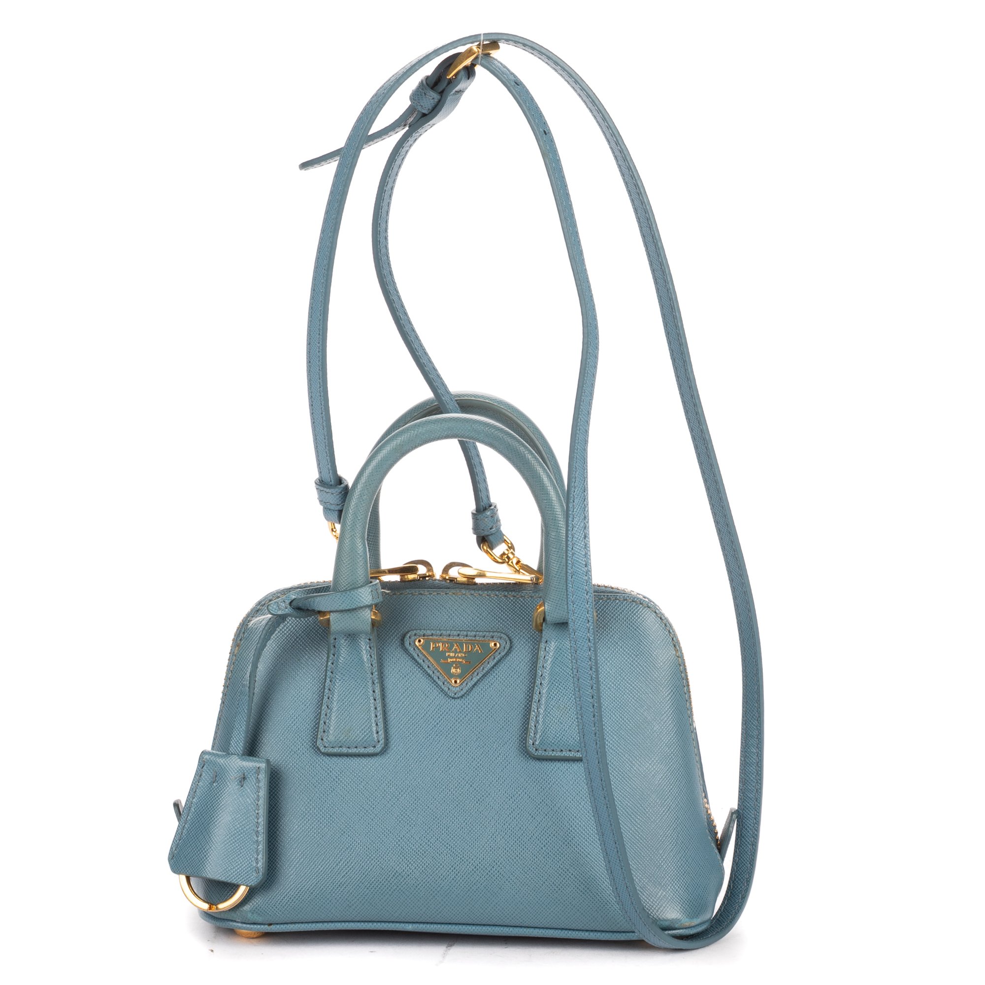 [中古] PRADA プラダMini Promenada青サフィアーノ ラックスレザーA｜BrandCo Paris - Japan