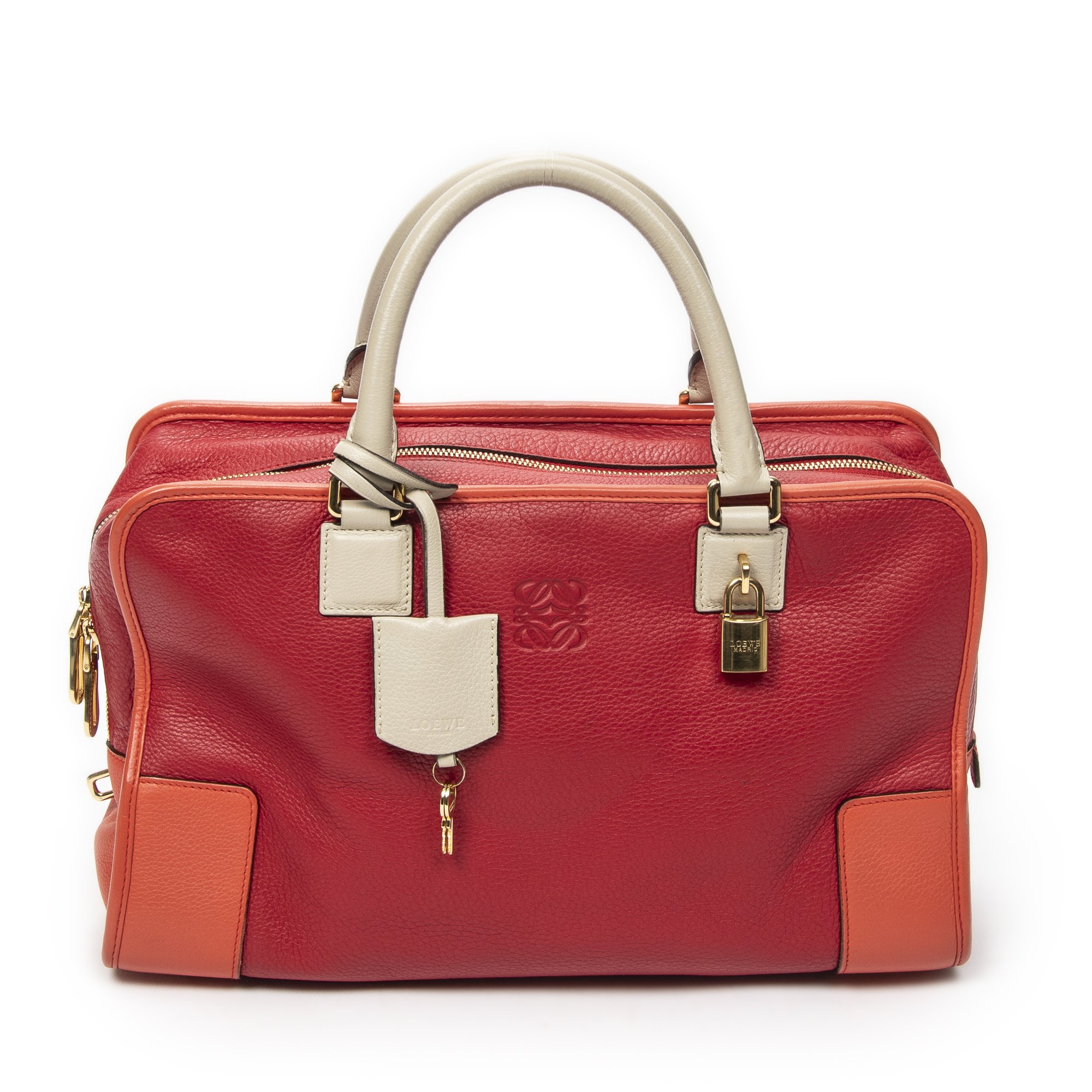 [中古] LOEWE ロエベアマソナ赤、オレンジ、白グレインカーフスキンレザーA｜BrandCo Paris - Japan