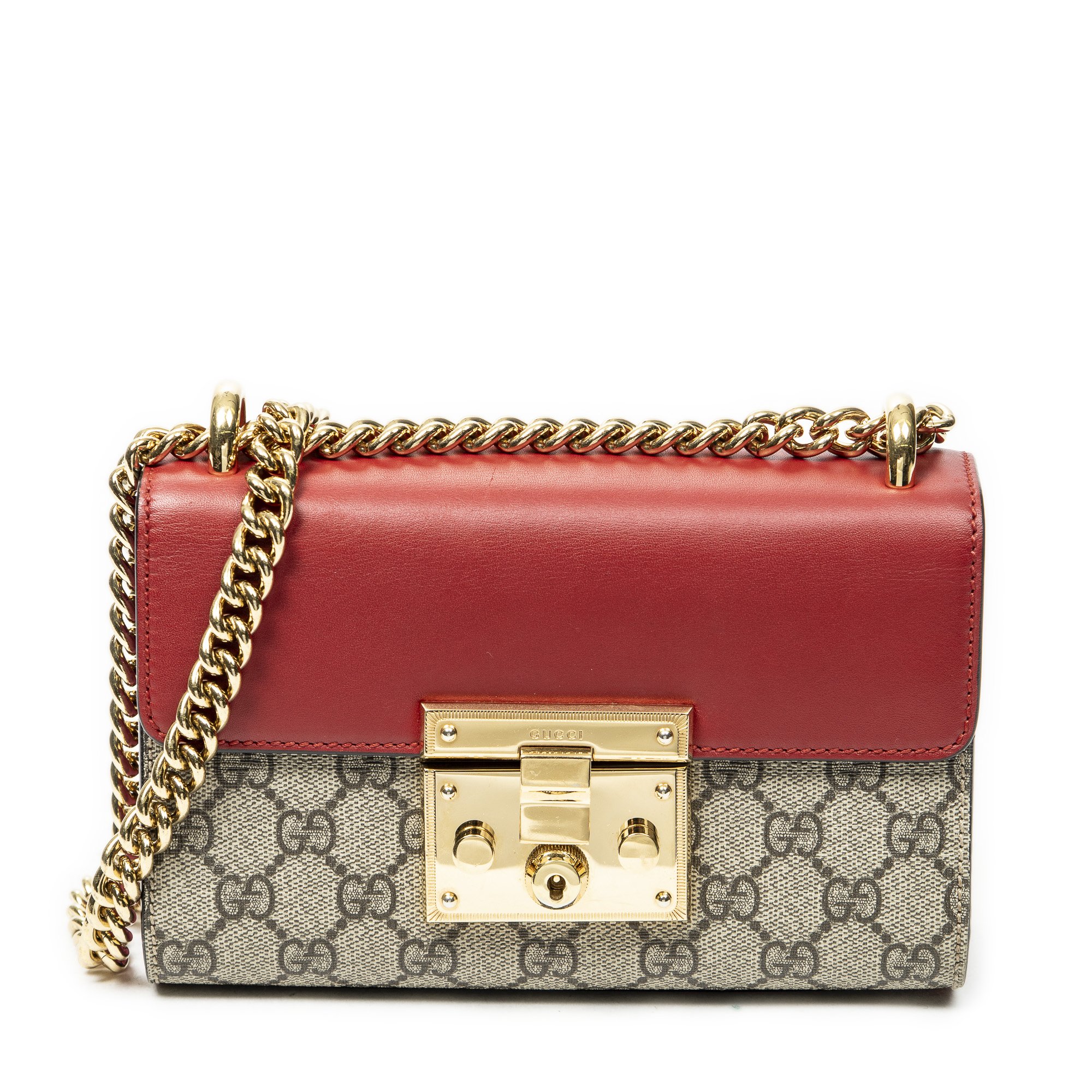 [中古] GUCCI グッチSmall Padlock Chain Crossbodyベージュ、赤、ピンクスプリームPVCキャンバスA｜BrandCo Paris - Japan 63,085円