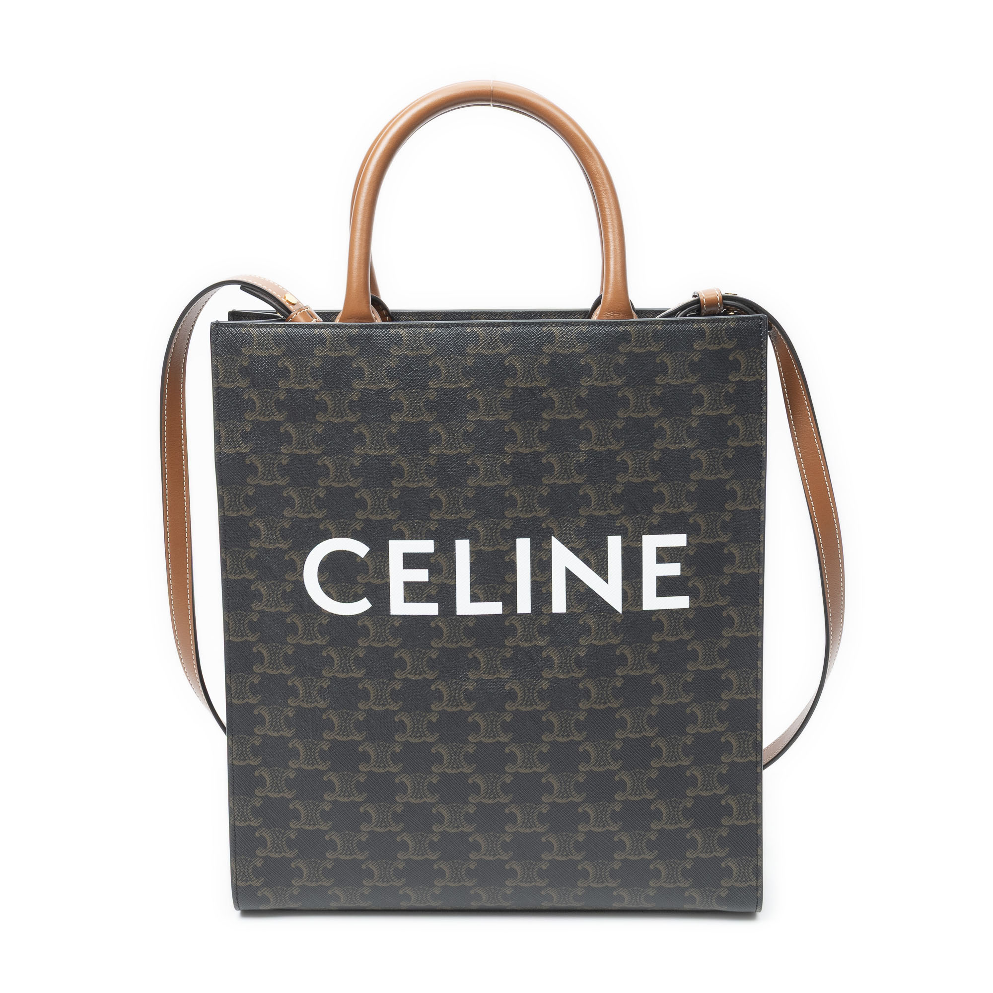 [中古] CELINE セリーヌスモール バーティカル カバ トート黒、タントリオンフ PVCキャンバスA｜BrandCo Paris - Japan