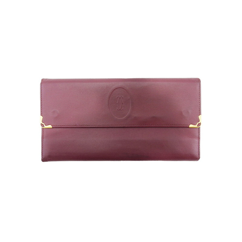 【新生活応援★29％OFFクーポン】カルティエ CARTIER 長財布 マストライン ボルドー ゴールド レディース 中古 ブランド ハイブランド ヴィンテージ 送料無料