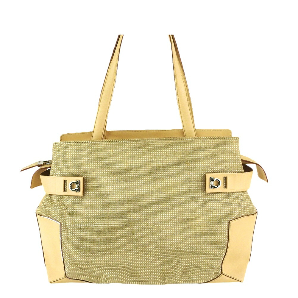 【雨季得SALE★21％OFFクーポン券】サルヴァトーレフェラガモ Salvatore Ferragamo ショルダーバッグ ベージュ ツィード 中古 ブランド名 ご機嫌ブランド名 ヴィンテージ 貨物輸送無料