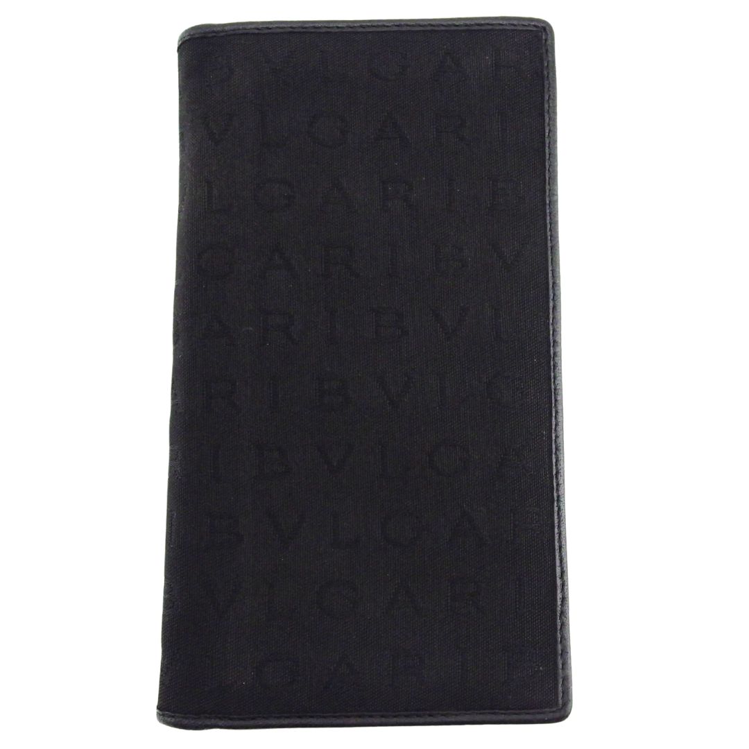 【雨季得SALE★21％OFFクーポン券】ブル小峡谷 BVLGARI 長紙入れ ロゴタイプ気違い 黒いこと レディース 中古