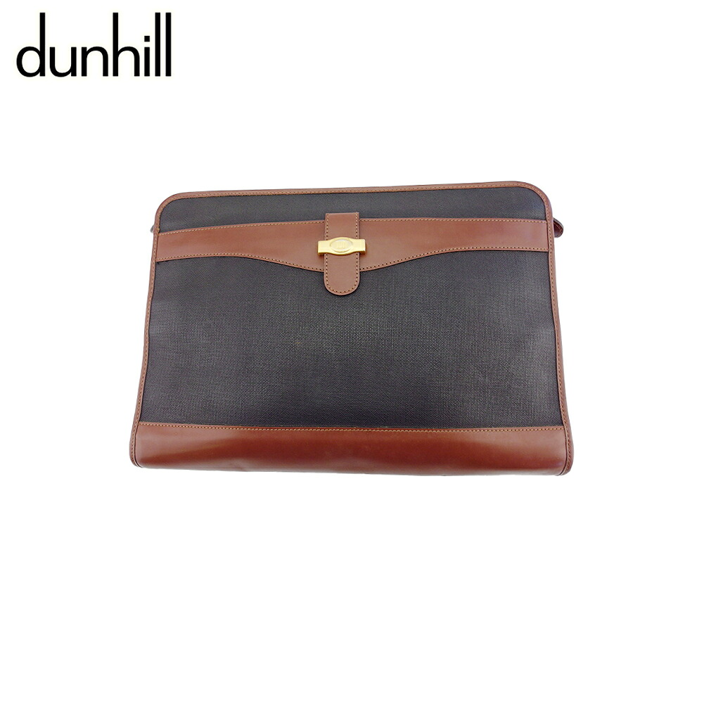 【30％OFFクーポン】【中古】 ダンヒル ビジネスバッグ ブリーフケース ブラック ブラウン ゴールド PVC&times;レザー dunhill L4134 ブランド ハイブランド ヴィンテージ 送料無料｜ブランドデポ TOKYO