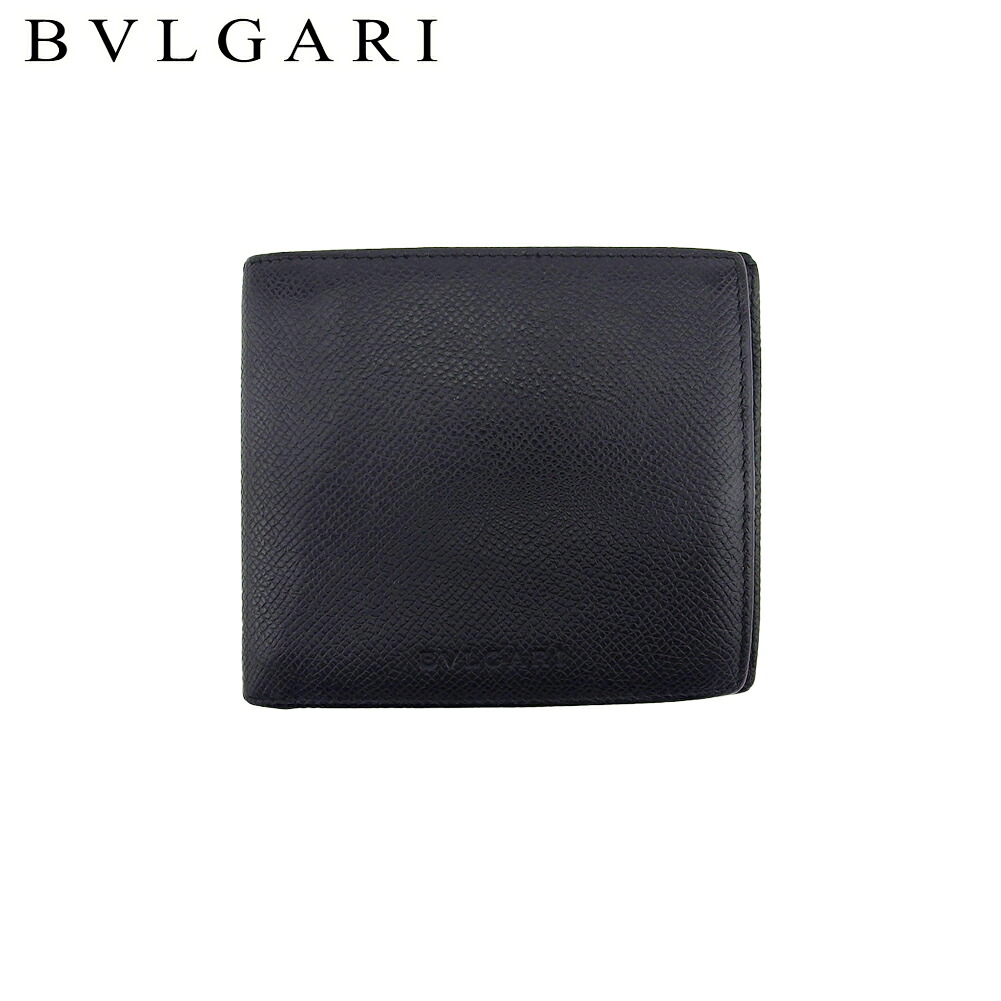 【お買い出しマラソン★30％OFF引き換え証】【中古】 ブル小峡谷 二つ折り 札入れ ウォレット 黒いこと なめし革 BVLGARI L4141 ブランド名 ご機嫌ブランド名 ヴィンテージ 貨物輸送無料 その他-バッグ・小物・ブランド雑貨