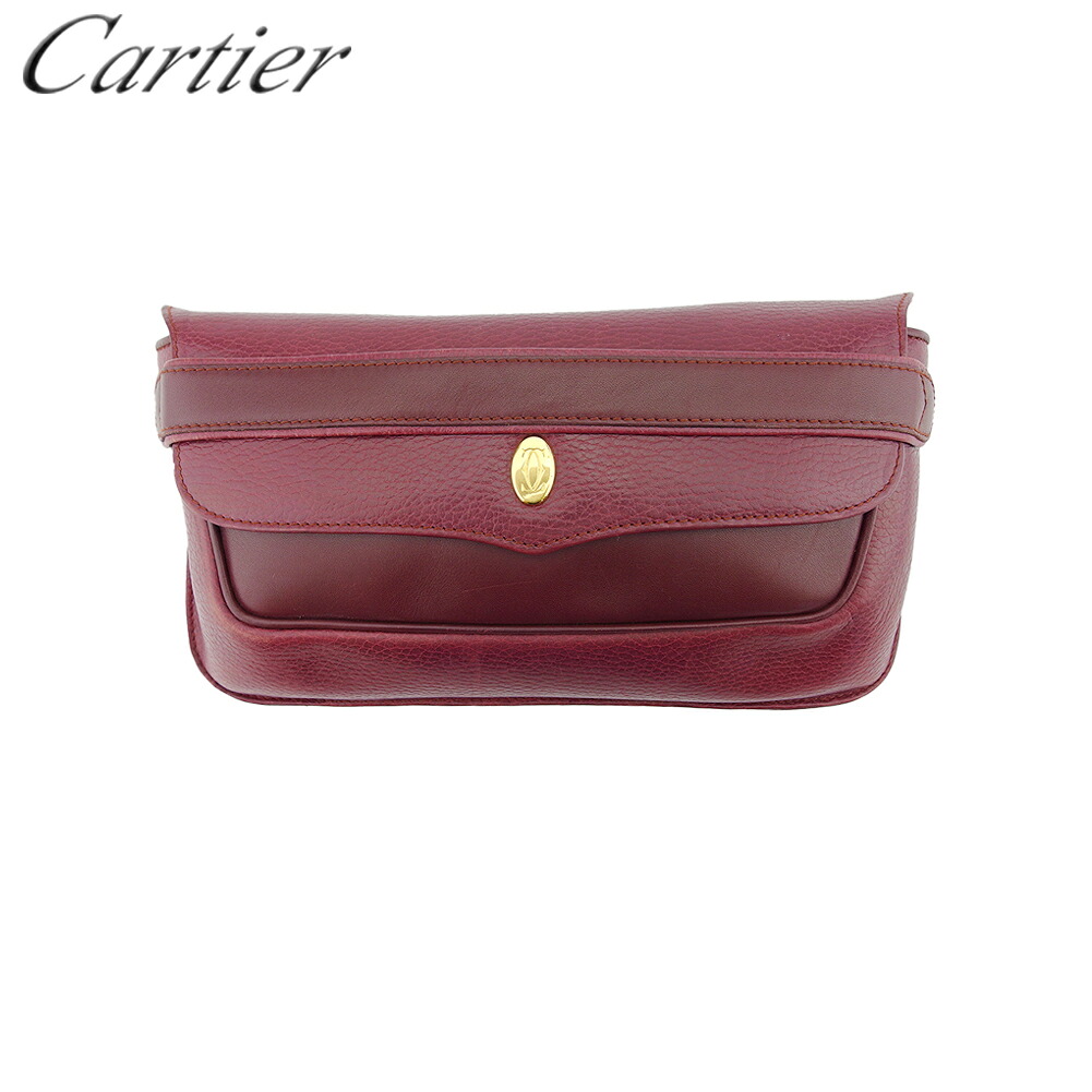 【雨季得SALE★21％OFFクーポン券】【中古】 カルティエ クラッチペダル御徒面子 二つ目御徒面子 船檣伝達ルート ボルドーワイン ゴールド なめし革×ゴールド原材料 Cartier L4154 ブランド名 ご機嫌ブランド名 ヴィンテージ 貨物輸送無料