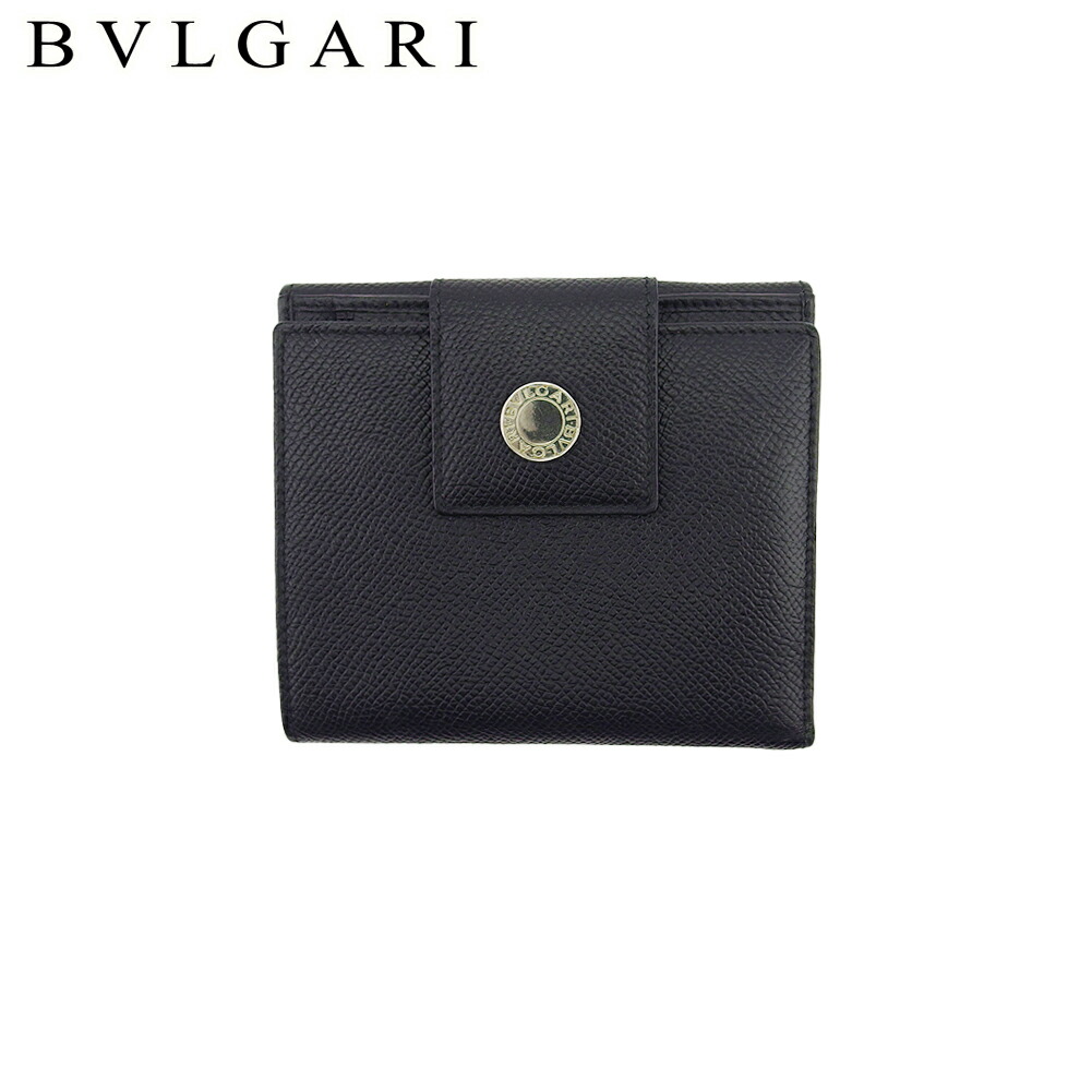 未使用品　箱付き　BVLGARI ブルガリ　折り財布　ロゴグラム　ブラック 新品未使用 付属品完備】ブルガリ 折り財布 ロゴ サークル