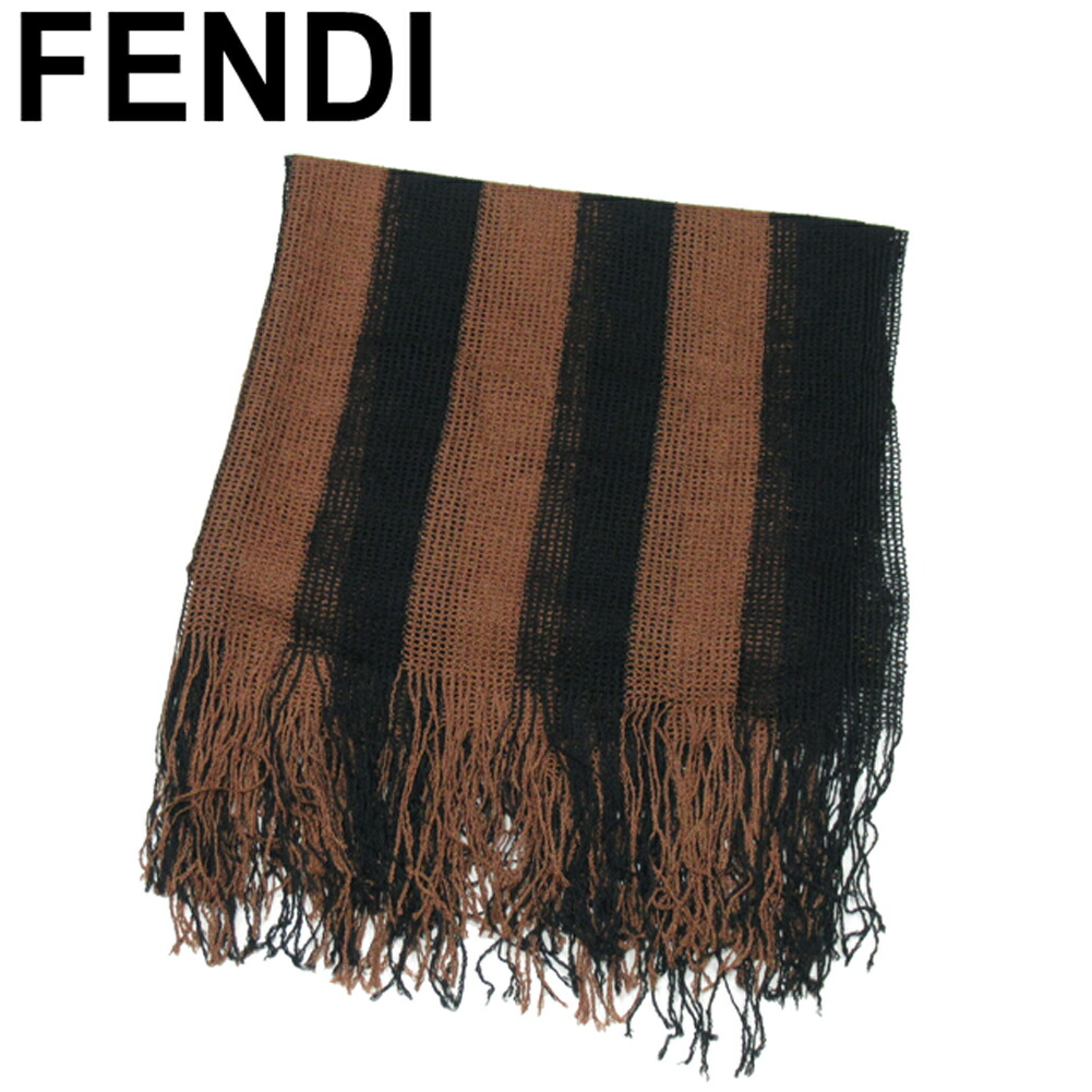 美品　FENDI フェンディ　ストールスカーフ　　　　ブラック系　ズッカ柄　ロゴ imgrc0073252710.jpg