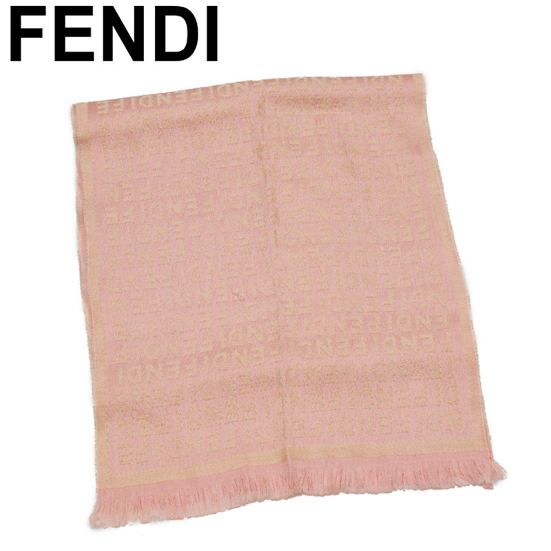 【お買い物マラソン★30％OFFクーポン】【中古】 フェンディ マフラー フリンジ付き レディース ロゴ柄 ピンク ベージュ ウール 毛 FENDI T21610 ブランド ハイブランド ヴィンテージ 送料無料｜ブランドデポ TOKYO 43,277円