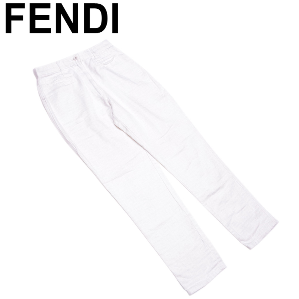 【決算前SALE★50％OFFクーポン】フェンディ パンツ ブランドパンツ パンツ テーパード ボトムス レディース アウトレット 夏 アイテム ホワイト 白 ♯30INCH コットン 綿 ズッカ 送料無料 l2971 【中古】 ブランド ハイブランド ヴィンテージ 送料無料