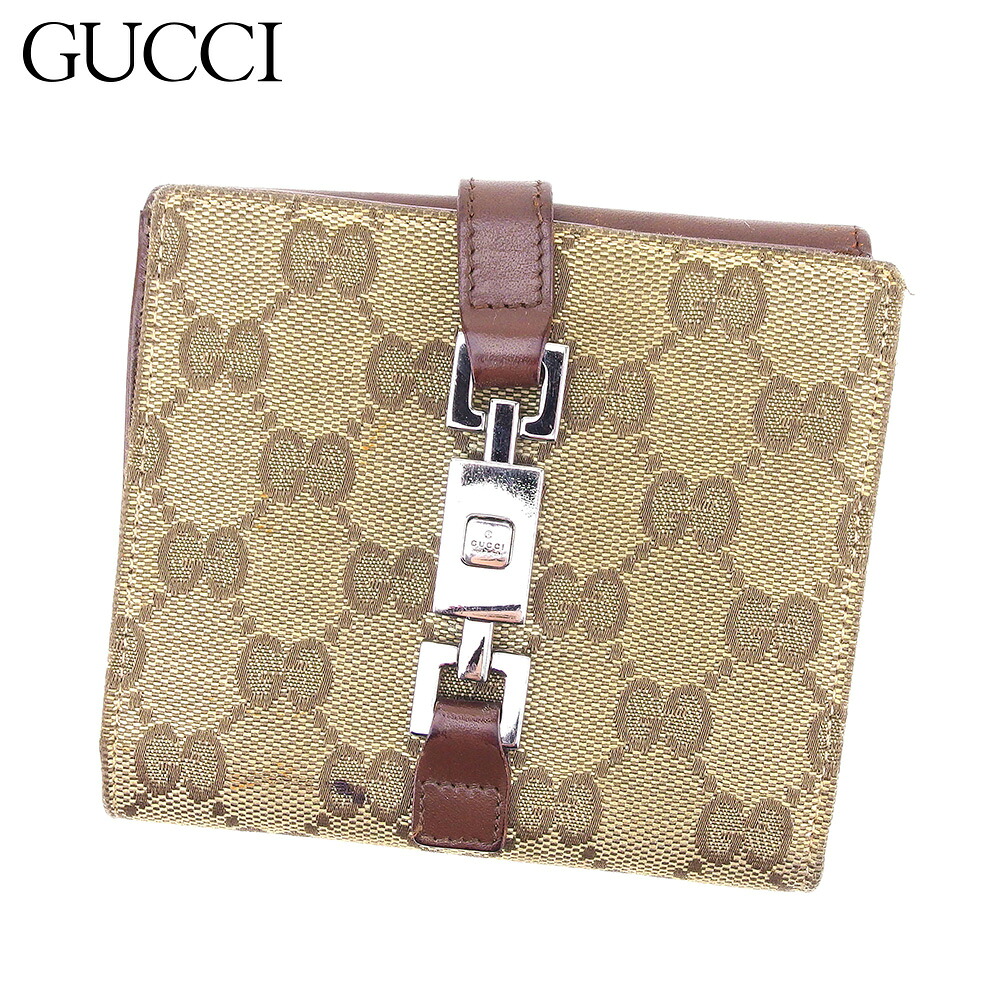【Fashion Special Fair★24％OFFクーポン】グッチ Wホック財布 二つ折り 財布 GG柄 ブラウン ベージュ キャンバス×レザー GUCCI 【グッチ】 c3485s 【中古】 ブランド ハイブランド ヴィンテージ 送料無料