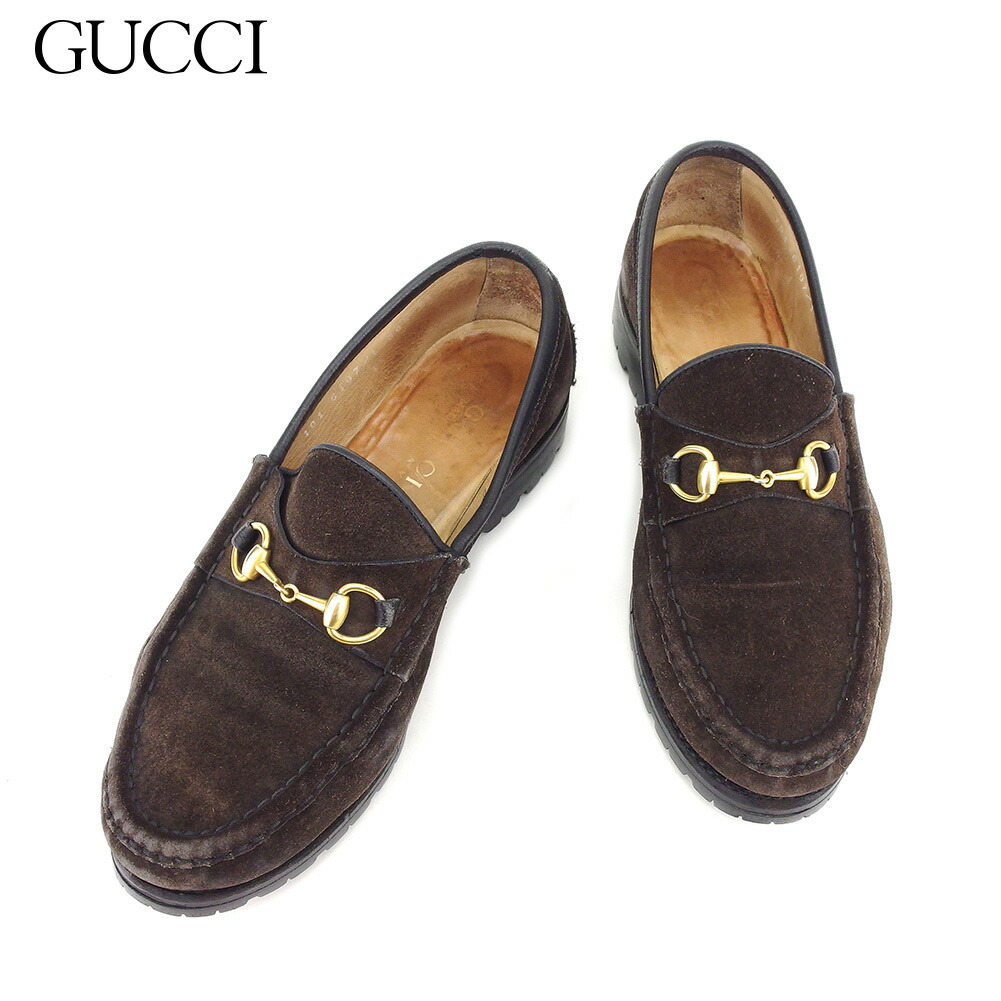 売れ筋アイテムラン 中古 I524 グッチ ｇｕｃｃｉ スエード ブラウン ホースビット 36ハーフ 靴 シューズ ローファー グッチ I524 dlabs Com