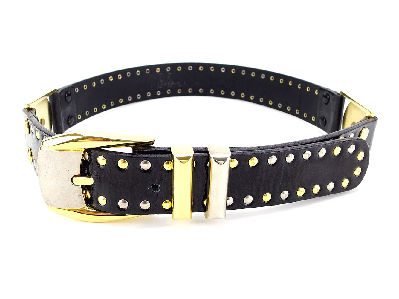 VERSACE BLACK and WHITE REVERSIBLE LEATHER MEN'S BELT with Gold Tone Buckle  115/46 For Sale at 1stDibs