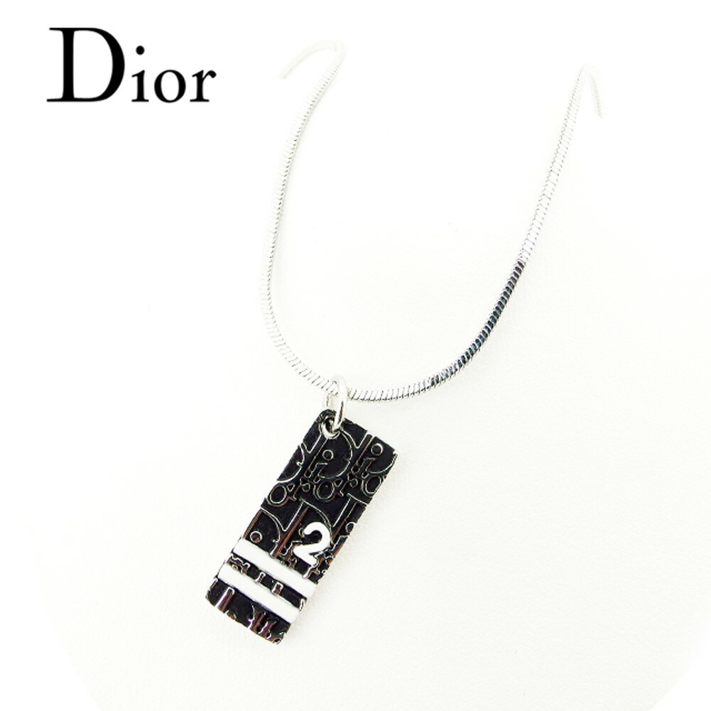 楽天市場 P5倍 中古 ディオール ネックレス アクセサリー トロッター シルバー 白ブラック ｄｉｏｒ ディオール T7407 ブランドデポ Tokyo