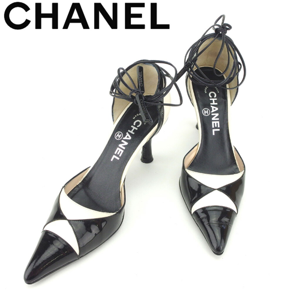 本物の オフ ファッションセール 中古 T8455 シャネル エナメル レザー 白 ホワイト ブラック 36 レディース 靴 シューズ パンプス Chanel シャネル T8455 Mamanminimaliste Com
