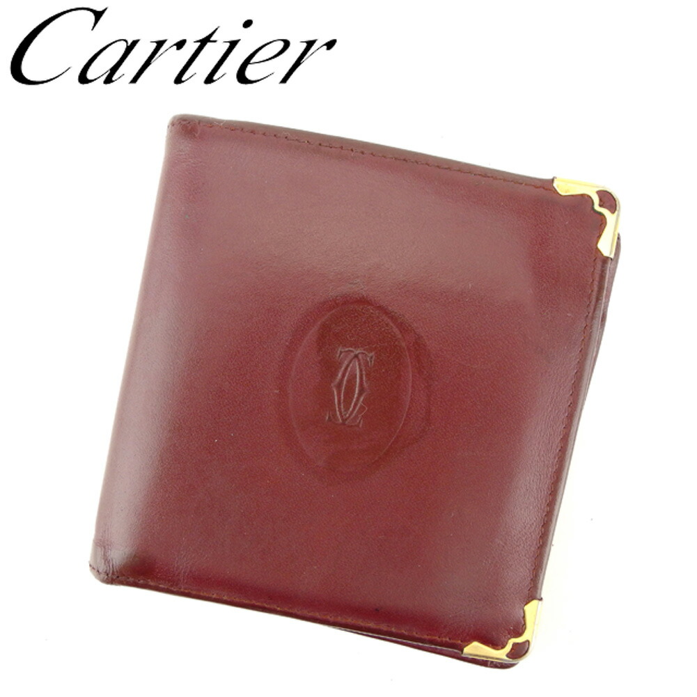 【Fashion Special Fair★24％OFFクーポン】カルティエ 二つ折り 財布 マストライン ボルドー ゴールド レザー Cartier 二つ折りサイフ 財布 サイフ 収納 ユニセックス 小物 【カルティエ】 D1913 【中古】 ブランド ハイブランド ヴィンテージ 送料無料