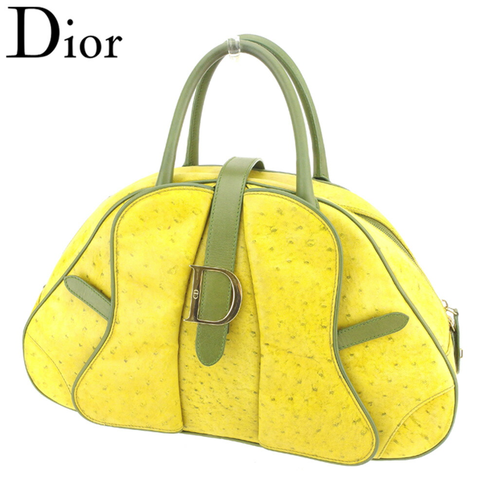 期間限定ポイント10倍 中古 ディオール Dior ハンドバッグ コーチ ミニボストンバッグ スーパー レディース シャネル メンズ Dマーク イエロー グリーン ゴールド オーストリッチ レザー 人気 セール T8004 ブランドデポ Tokyoハンドバッグ ミニボストンバッグ D