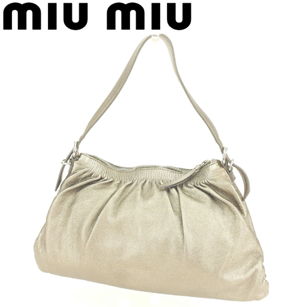 miumiu ミュウミュウシルバー メタリック ギャザー ハンドバッグ 楽天市場】Miu Miu ミュウ ミュウ ミュウミュウ マテラッセ