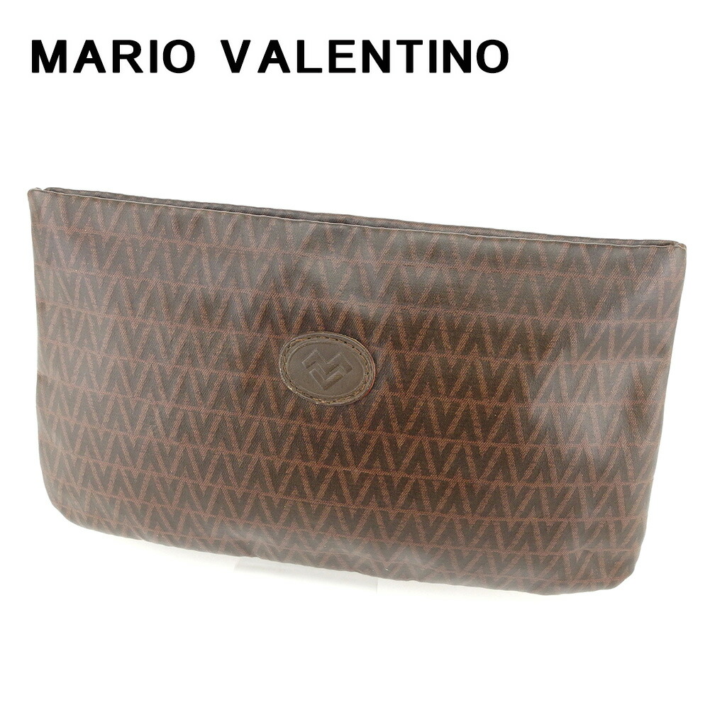 ★クーポンあり★ マリオ ヴァレンティノ ポーチ 化粧ポーチ ブラウン PVC×レザー MARIO VALENTINO t6683s