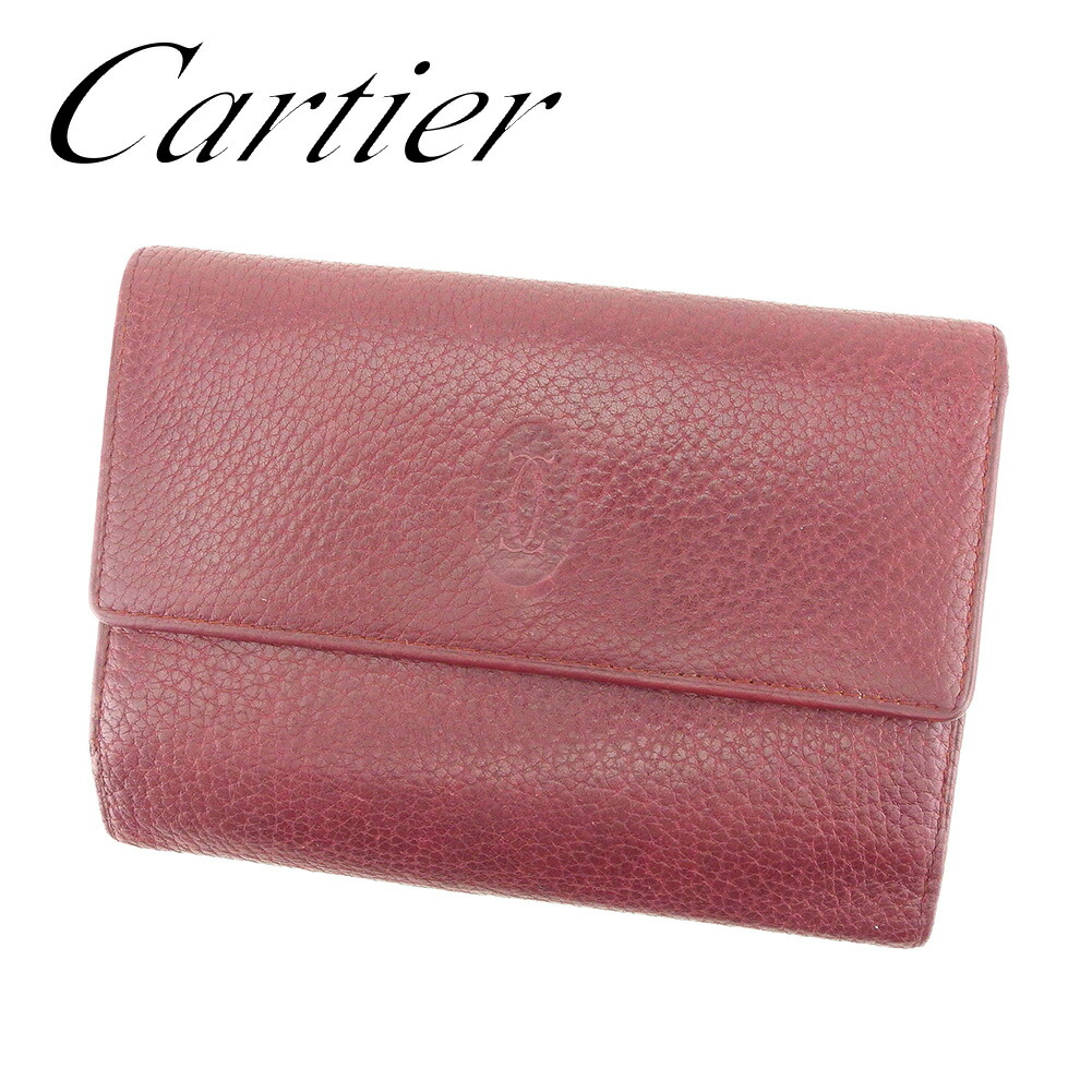 【Fashion Special Fair★24％OFFクーポン】カルティエ 三つ折り 財布 マストライン ボルドー レザー Cartier 【カルティエ】 t7255s 【中古】 ブランド ハイブランド ヴィンテージ 送料無料