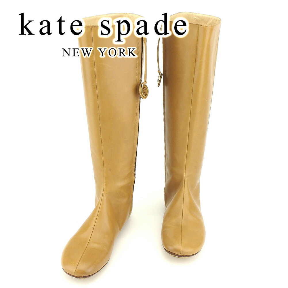 【お買い物マラソン★30％OFFクーポン】ケイト スペード ブーツ シューズ 靴 #6 ベージュ レザー kate spade 【ケイト・スペード】 t7296s 【中古】 ブランド ハイブランド ヴィンテージ 送料無料