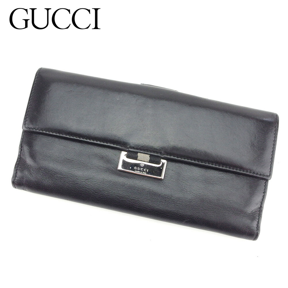 GUCCI グッチ シェリーライン 二つ折りレザー長財布　ブラック 11831328.jpg