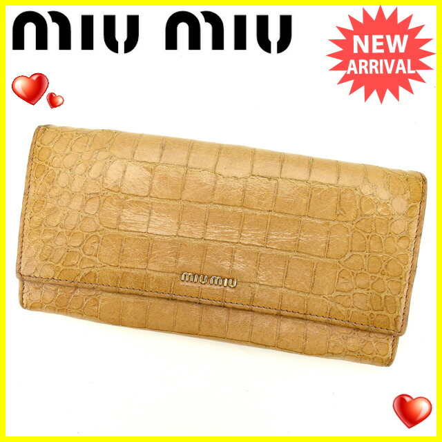 ミュウミュウ Miumiu 長財布 ファスナー付き長財布 レディース クロコダイル調 スーパー コーチ ピンクベージュ ゴールド ブランド財布 型押しレザー 人気 Y5717s ブランドデポ Tokyo ポイント10倍 ブランド プレゼント ギフト 財布 サイフ カード かわいい
