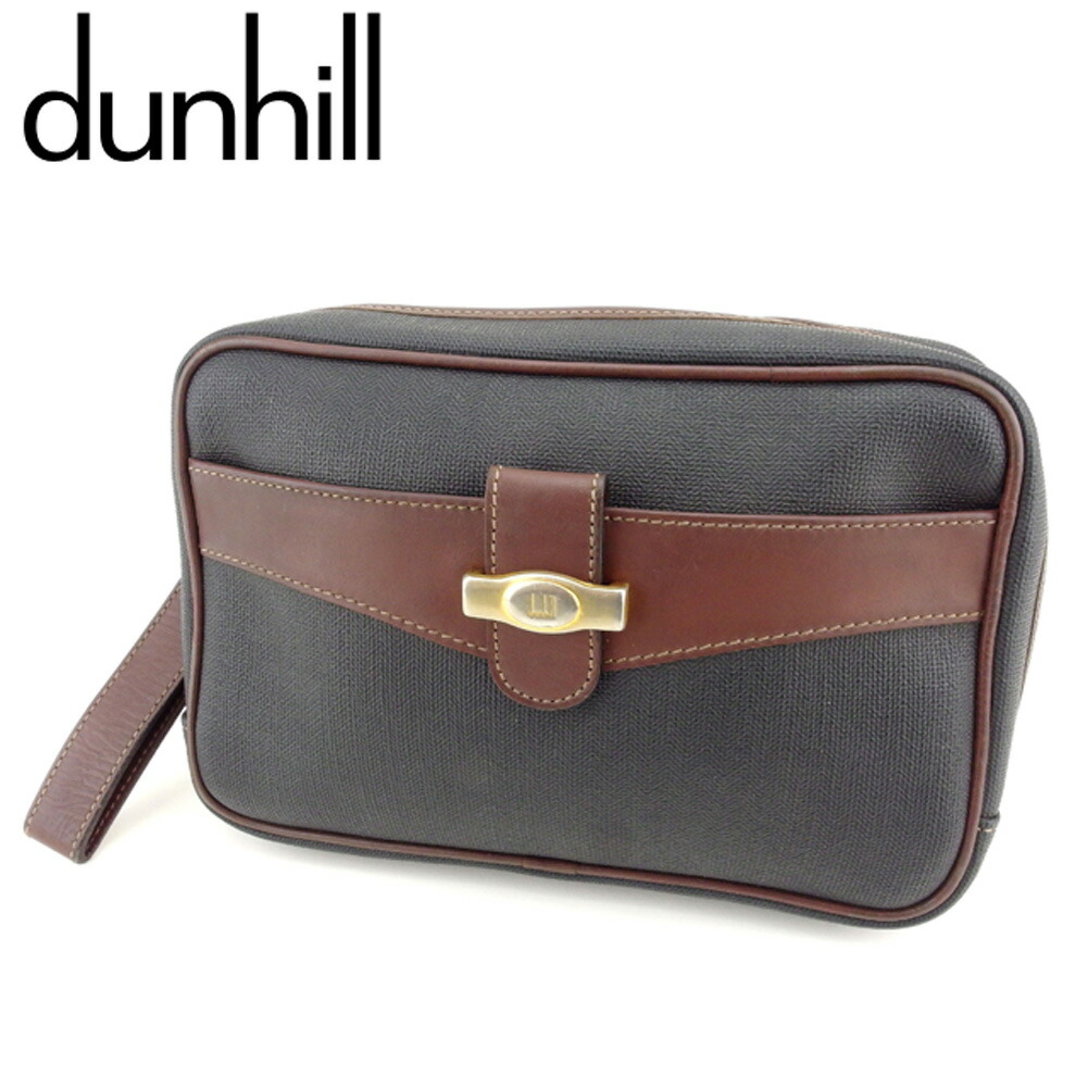 ★クーポンあり★ ダンヒル クラッチバッグ バック セカンドバッグ バック ブラック ブラウン PVC×レザー dunhill g1300s ★