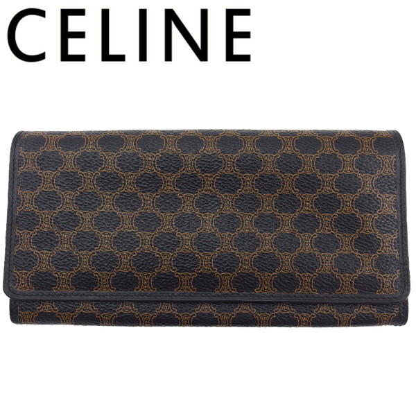 【百貨店SALE★最大限度50％OFF】【中古】 セリーヌ 長紙入れ ジッパー付き添い人 長紙入れ マカダム 黒いこと×ベージュ PVC×なめし革 CELINE A2046 ブランド名 ご機嫌ブランド名 ヴィンテージ 貨物輸送無料