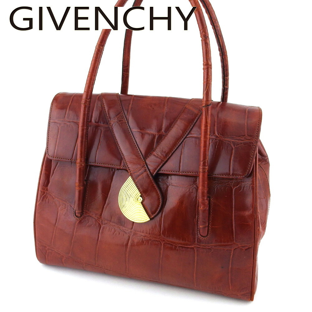 【Fashion Special Fair★24％OFFクーポン】ジバンシィ ハンドバッグ レディース ブラウン ゴールド 型押しレザー GIVENCHY T20459 【中古】 ブランド ハイブランド ヴィンテージ 送料無料