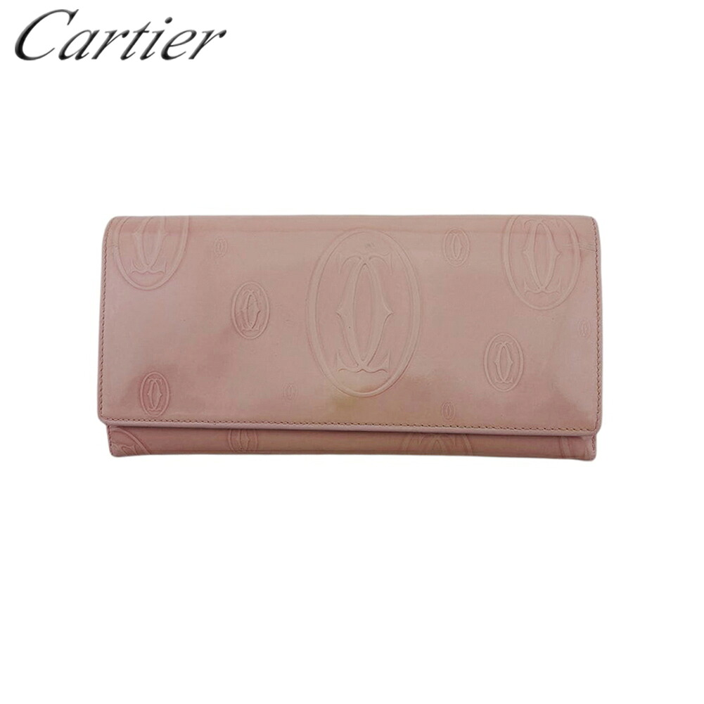 【お買い物マラソン★30％OFFクーポン】【中古】 カルティエ 長財布 ファスナー付き 財布 レディース ハッピーバースデー ピンク エナメルレザー Cartier C4486 ブランド ハイブランド ヴィンテージ 送料無料