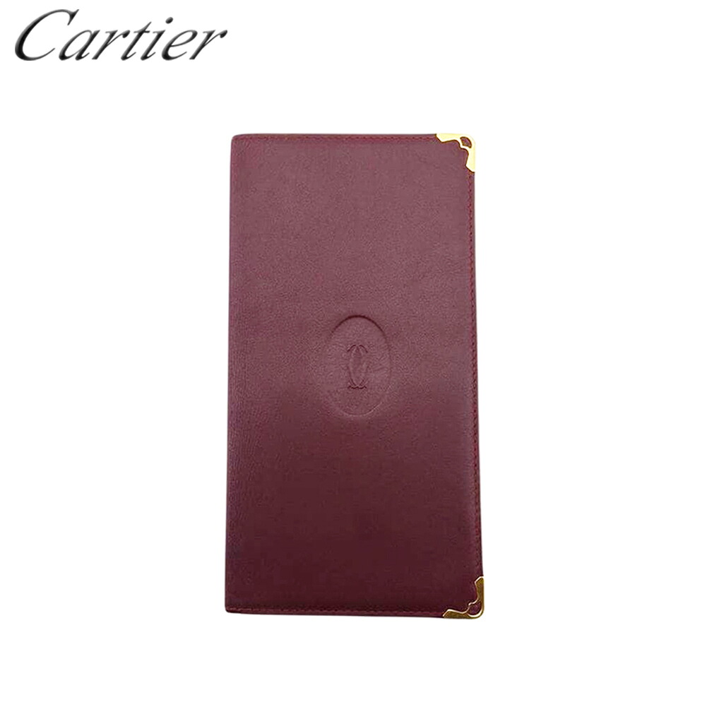 【お買い物マラソン★30％OFFクーポン】【中古】 カルティエ 長札入れ 札入れ レディース メンズ マストライン ボルドー ゴールド レザー Cartier D2528 ブランド ハイブランド ヴィンテージ 送料無料｜ブランドデポ TOKYO