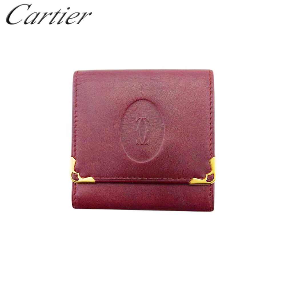 【百貨店SALE★最大限度50％OFF】【中古】 カルティエ コインケース 御釣り入れ レディース メンズ 船檣伝達ルート ボルドーワイン ゴールド なめし革 Cartier T21812 ブランド名 ご機嫌ブランド名 ヴィンテージ 貨物輸送無料