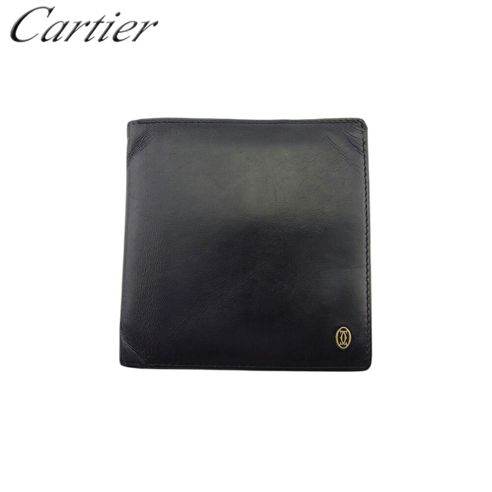カルティエ　ブラックレザー 二つ折り財布 楽天市場】カルティエ CARTIER 二つ折り財布 レザー ブラック
