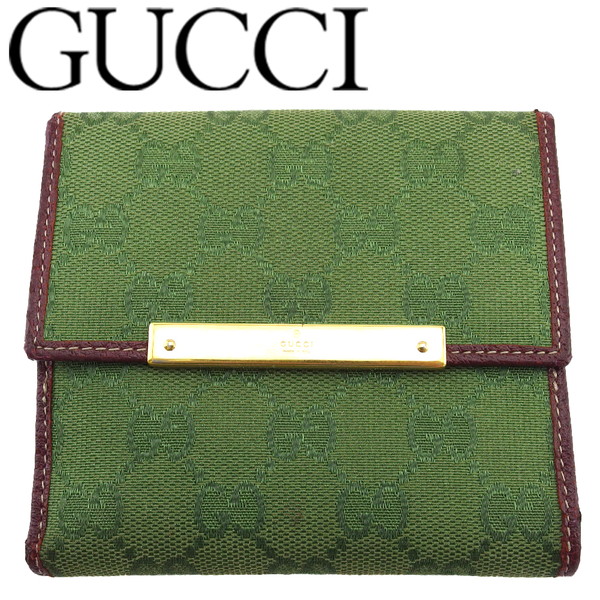 【Fashion Special Fair★24％OFFクーポン】【中古】 グッチ Wホック 財布 二つ折り 財布 GG柄 フォレストグリーン GGキャンバス×レザーフォレストグリーン×ブラウン×ゴールド GUCCI B1336 ブランド ハイブランド ヴィンテージ 送料無料