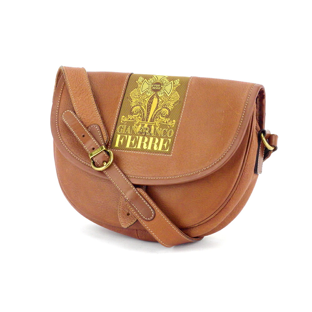【30％OFFクーポン】ジャンフランコフェレ ショルダーバッグ バック ワンショルダー レディース ブラウン レザー GIANFRANCO FERRE バッグ バック 肩掛け 収納バッグ バック 【ジャンフランコフェレ】 C3830 【中古】 ブランド ハイブランド ヴィンテージ