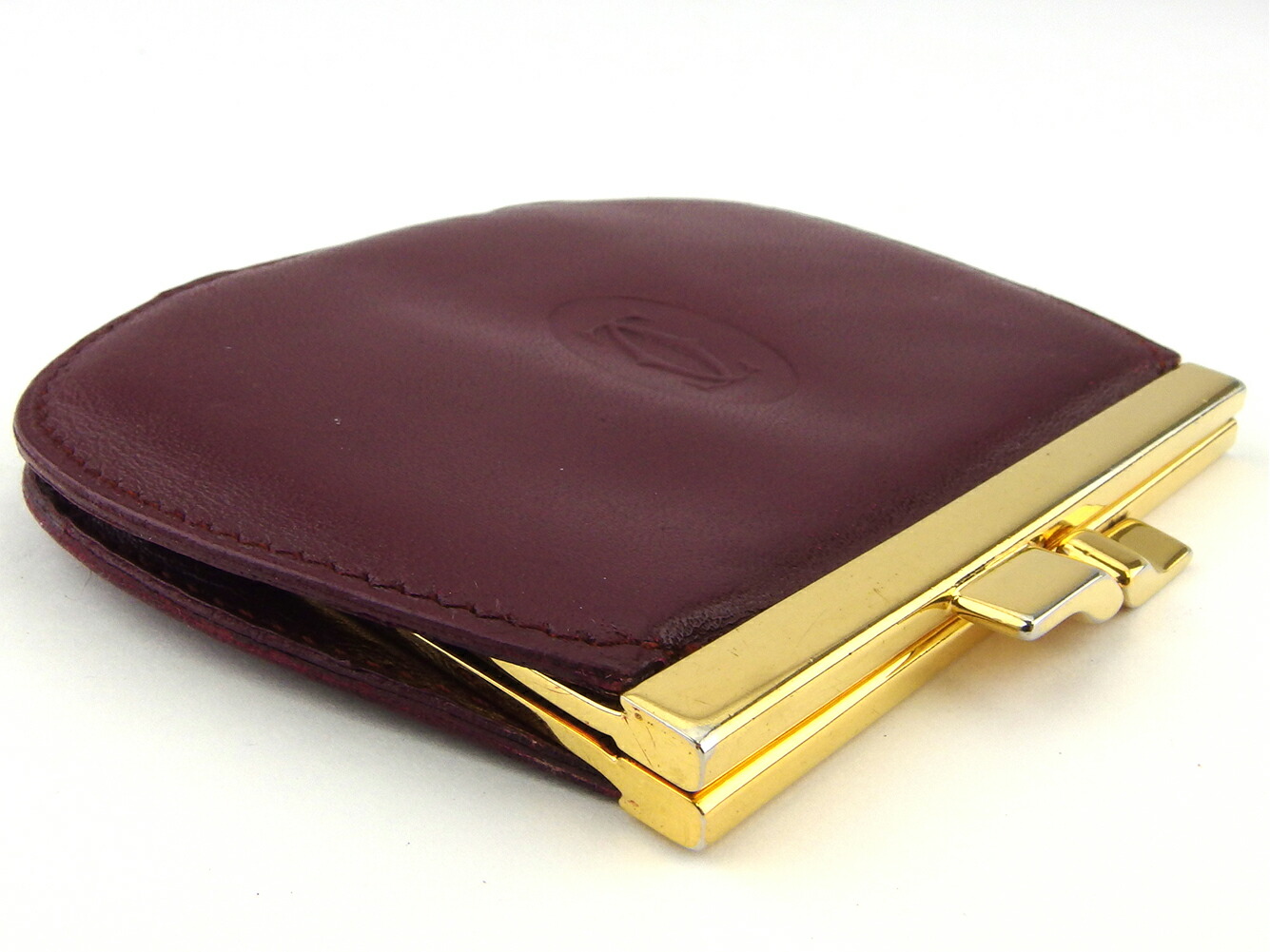 最終値下げ 中古 カルティエ コインケース ケース 小銭入れ レディース メンズ マストライン ボルドー ゴールド レザー Cartier カルティエ C35 新しい到着 Scorapedia Lemsiclb Org