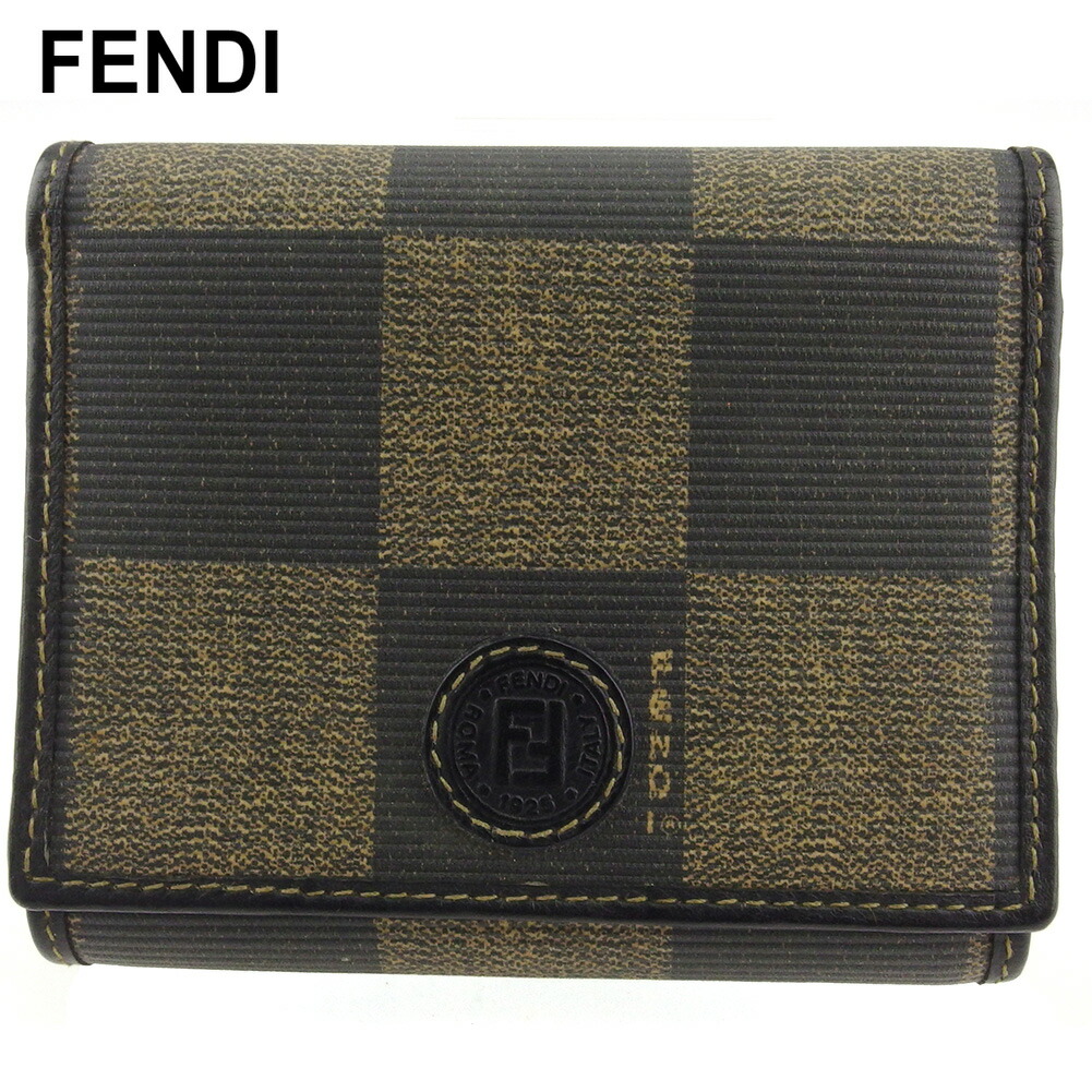【お買い出しマラソン★30％OFF引き換え証】フェンディ 三つ折り 紙入れ ミニ紙入れ レディース メンズ 立ちはだかる読み合わせる 黒いこと ベージュ PVC×なめし革 FENDI 【フェンディ】 t17996s 【中古】 ブランド名 ご機嫌ブランド名 ヴィンテージ 貨物輸送無料