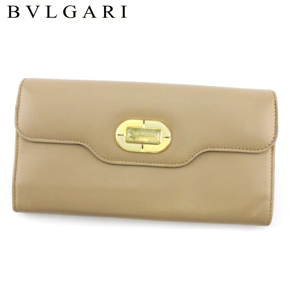 【百貨店SALE★最大限度50％OFF】ブル小峡谷 長紙入れ ジッパー付き添い人 紙入れ レディース イザベラロッセリーニ ベージュ ゴールド なめし革 BVLGARI C3947 【中古】 ブランド名 ご機嫌ブランド名 ヴィンテージ 貨物輸送無料