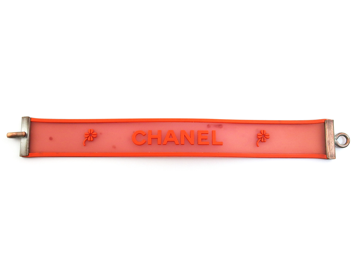 残り1点 中古 シャネル ブレスレット ブレス バングル アクセサリー レディース オールドシャネル ロゴ オレンジ ラバー Chanel C4157 Painfreepainrelief Com