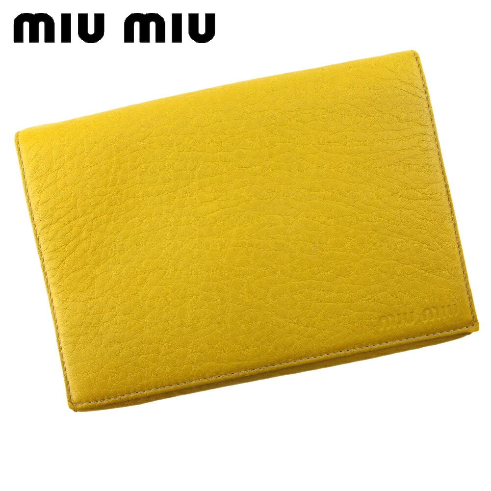 【お買い出しマラソン★30％OFF引き換え証】【中古】 ミュウミュウ 三つ折り 札入れ ジッパー付き添い人 札入れ レディース ロゴタイプ 黄み しろがね色 なめし革 miu miu C4320 ブランド名 ご機嫌ブランド名 ヴィンテージ 貨物輸送無料 財布・ケース-レディース財布