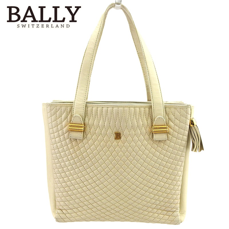 【Fashion Special Fair★24％OFFクーポン】バリー トートバッグ トートバッグ レディース キルティング アイボリー レザー×ゴールド素材 BALLY P995 【中古】 ブランド ハイブランド ヴィンテージ 送料無料 22,165円