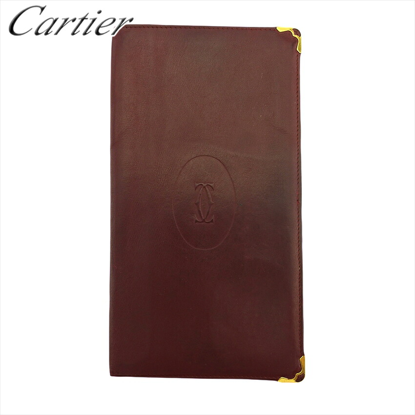 【Fashion Special Fair★24％OFFクーポン】【中古】 カルティエ 二つ折り 札入れ 長財布 レディース メンズ マストライン ボルドー レザー Cartier T21718 ブランド ハイブランド ヴィンテージ 送料無料 14,581円