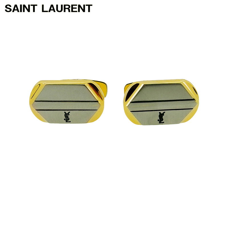 【Fashion Special Fair★24％OFFクーポン】【中古】 イヴ・サンローラン カフス アクセサリー ゴールド　シルバー　ブラック GP×シルバー素材 Yves Saint Laurent C4588 ブランド ハイブランド ヴィンテージ 送料無料