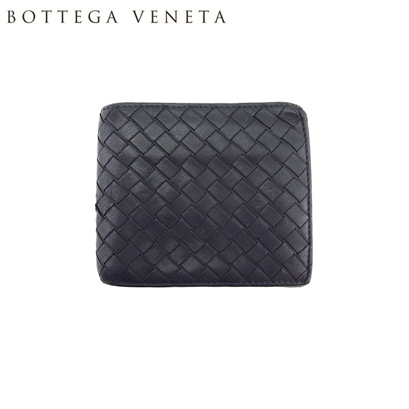 Bottega Veneta ブラック 二つ折り財布 Bottega Veneta 二つ折り財布 ブラック ブラックカセット スモール 二