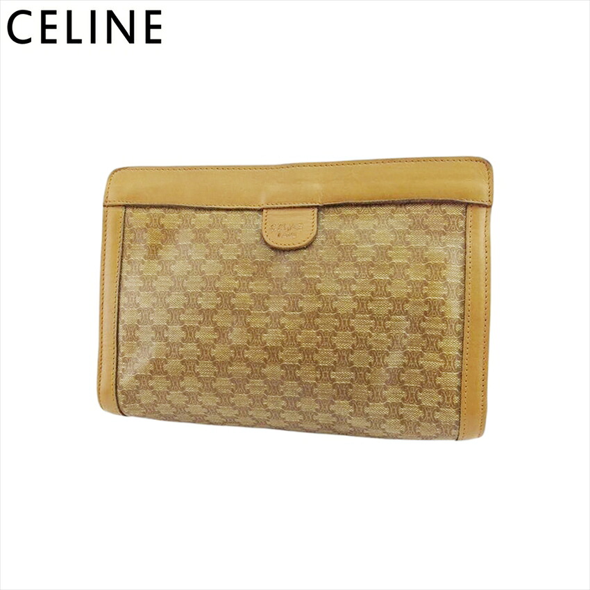 【お買い物マラソン★30％OFFクーポン】セリーヌ クラッチバッグ セカンドバッグ マカダム ブラウン×ベージュ PVC×レザー CELINE T21255 【中古】 ブランド ハイブランド ヴィンテージ 送料無料 20,782円