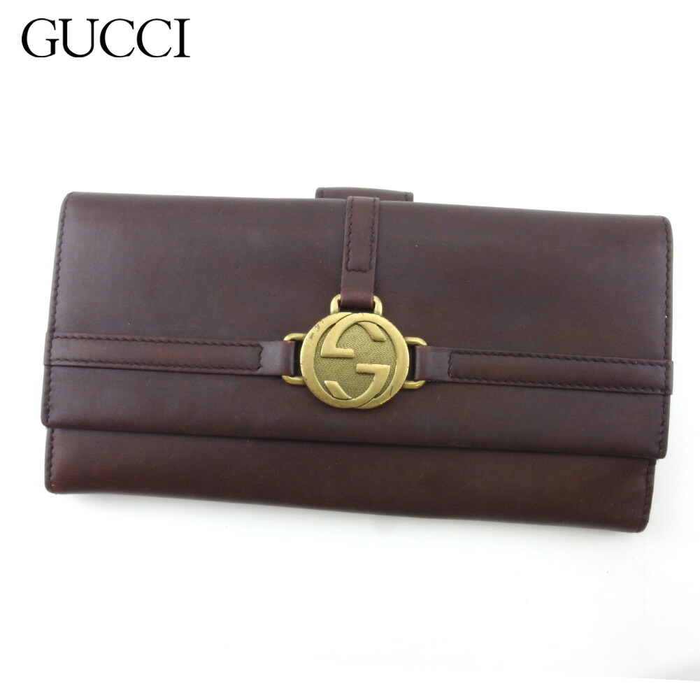 【新生活応援★29％OFFクーポン】【中古】 グッチ 長財布 Wホック 財布 レディース メンズ ダブルG インターロッキングG ブラウン ゴールド レザー GUCCI T20986 ブランド ハイブランド ヴィンテージ 送料無料